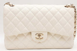 Chanel White Caviar Quilted Leather Double Flap Shoulder Bag Eb0126prxzsa