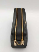 Prada Vitello Daino Black Leather Double Zip Camera Crossbody Bag Eb1026sxzsa