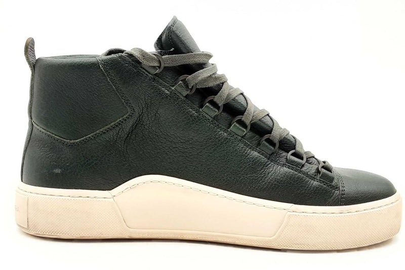 Balenciaga Arena High Top Cark Green Leather Sneakers Size 43 Eb0125oxzsa