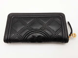Tory Burch Flemming Black Leather Zip Continental Wallet Do0825prde