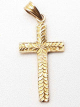 10k Yellow Gold Floral Cross Pendant 1.4g Lh1124pxde