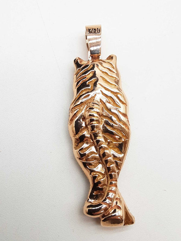 Rubies Diamonds 14k Rose Gold 92.7g Solid Large Tiger Pendant Do0725irxzde