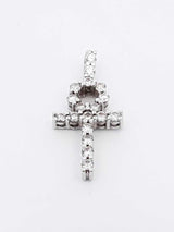 1.26 Cttw Diamond & 10k White Gold Ankh Pendant Fwlrzdu