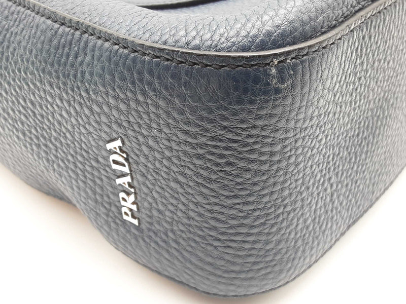Prada Navy Blue Pebbled Leather Hobo Tote Bag Do0525rrxde