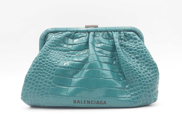 Balenciaga Cloud Clutch Croc Print Leather Crossbody Sd0625wzxsa