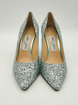 Jimmy Choo Miami Mint Glitter Romy Size 37.5 Eb0823lcrsa