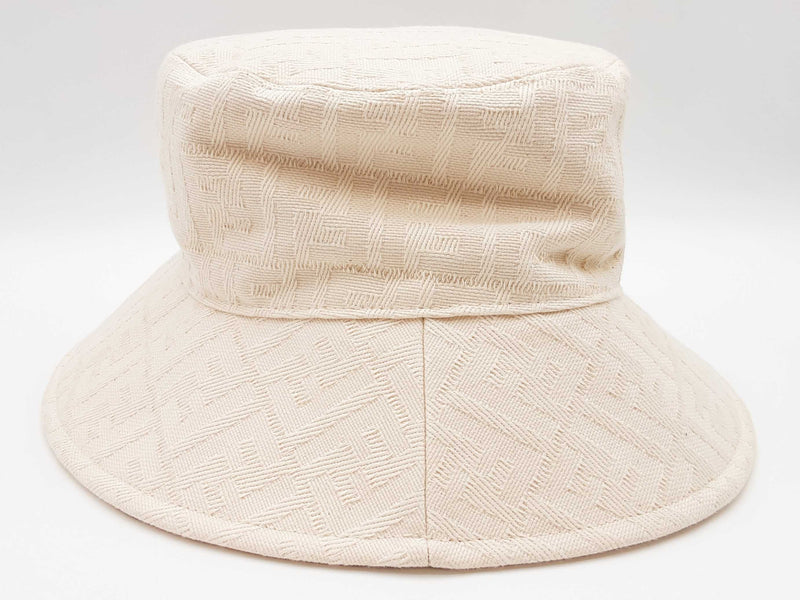 Fendi Ivory White Logo Cotton Bucket Hat Size M Do0725orxde
