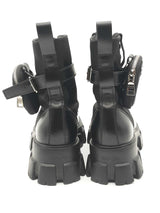 Prada Monolith Leather & Re-nylon Black Combat Boots Size 8.5 Eb0425oxzsa