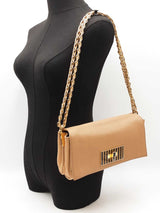 Fendi Pequin Claudia Shoulder Bag In Embossed Tan Leather Fw0925lordu