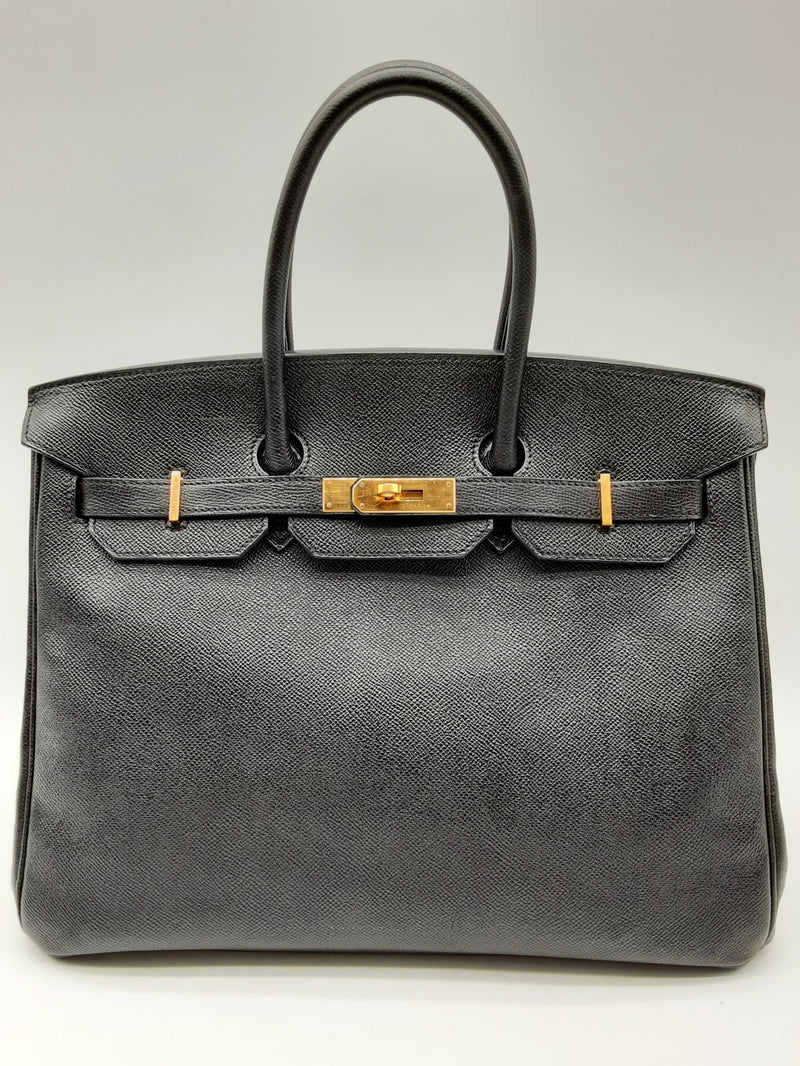 Hermes Birkin 35 Noir Black Epsom Gold Hardware Handbag Do1124scrxde