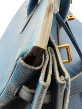 Hermes Birkin 45 Bleu De Prusse Blue Clemence Brass Duffle Bag Do1024rxzxde