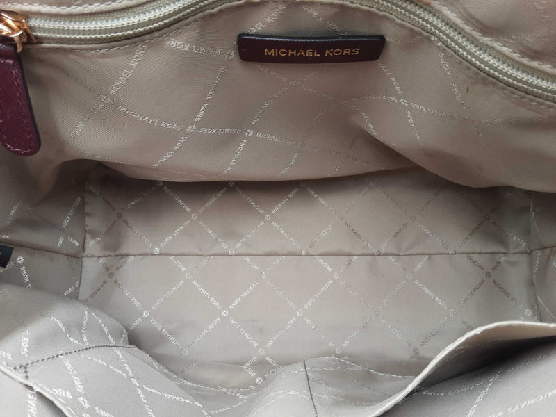 Michael Kors Ciara Large Saffiano Leather Burgundy Satchel Sd0425wzsa