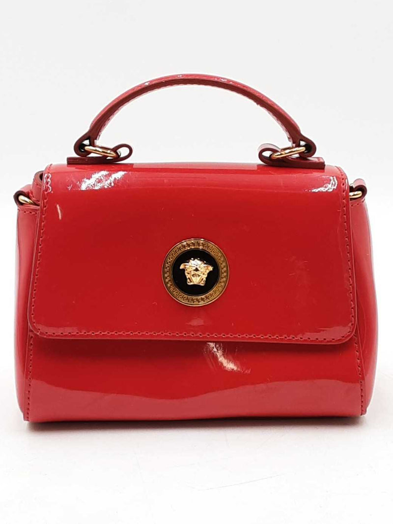 Versace La Medusa Mini Top Handle Red Patent Leather Crossbody Eb1125orxdu