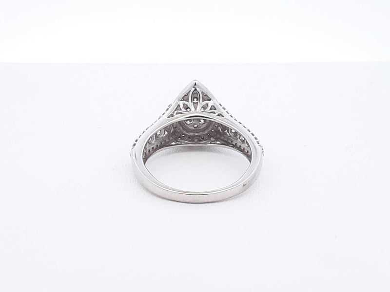 1.12 Cttw Diamond & 10k White Gold Cluster Ring 3.4 Grams Size 7 Fw0425ooxdu