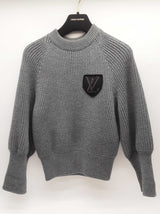 Louis Vuitton Gray Knitted Wool Cotton Blend Sweater Size S Do0326oirde