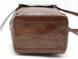 Tory Burch Glossy Brown Crinkled Patent Leather Handle Satche Aa1026rzsa