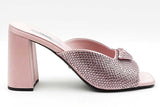 Prada Crystal Embellished Pink Satin Mules Size 38.5 Eb1225orxdu