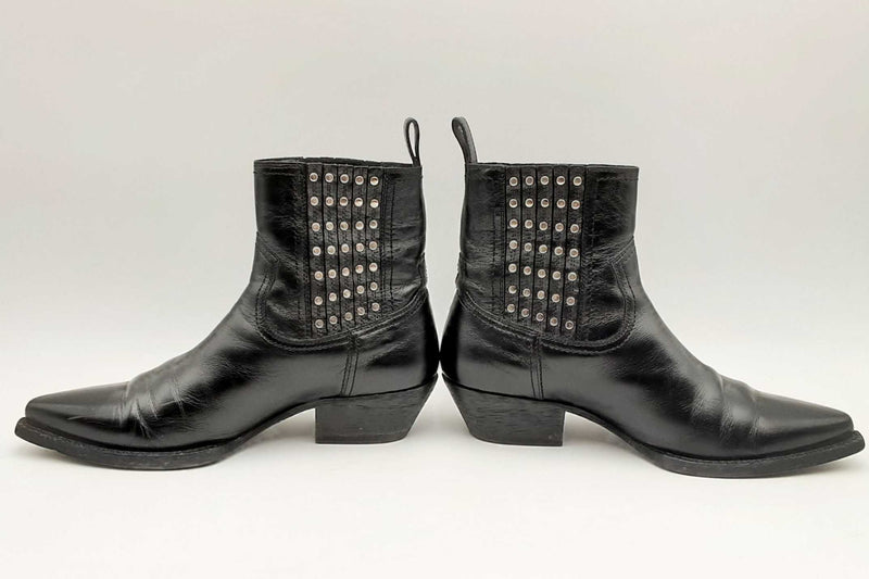 Saint Laurent Black Leather Lukas Stud Ankle Boots Size 36.5 Eb0624lxzsa