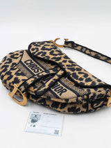 Christian Dior Leopard Print Embroidered Canvas Saddle Bag Eb0126erxdu