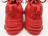 Balenciaga Triple S Sneakers In Red Allover Logo Faux Leather Size 8 Fw0926lrxdu
