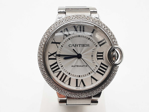 Cartier 3284 38mm Ballon Bleu Aftermarket Diamond Bezel Stainless Steel Automatic Watch Do0125wcxzde