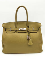 Hermes Birkin 35 Vert Chatreuse Green Clemence Palladium Handbag Do0325erxzde