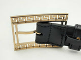 Versace Black Leather Belt With Gold-tone Greca Accent Buckle Fw1224rxsa