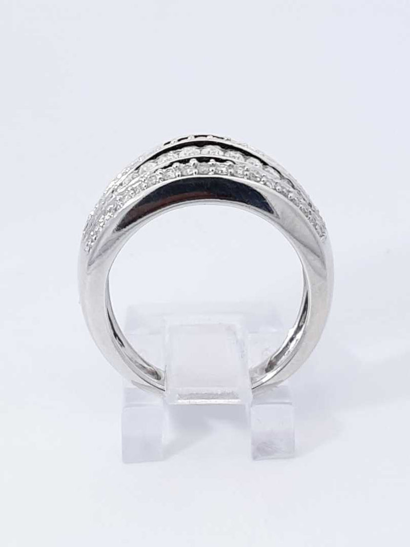 1.10 Cttw Diamond & 14k White Gold Five-row Ring 6.2 Grams Size 6.5 Fw0925pordu