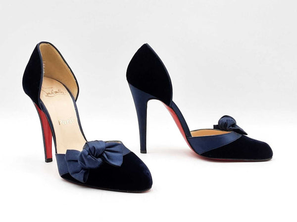 Christian Louboutin Biba D'orsay Blue Velvet Pumps Size Eu 36 Us 6 Fw0725rzdu