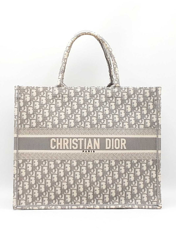 Christian Dior Large Book Tote In Gray Oblique Jacquard Fw0325lpzxdu