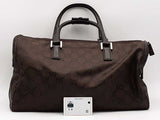 Gucci Gg Duffle Travel Bag W/leather Trim Brown Aa0526orzsa