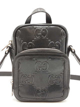 Gucci Gg Embossed Black Perforated Leather Mini Crossbody Bag Fw0425wwxdu