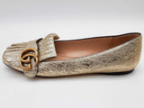 Gucci 453373 Gg Gold Metallic Marmont Flats Size Eu 36.5 Do0925lcrde