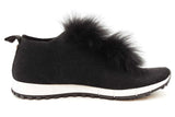 Jimmy Choo Norway Black Knit Norway Fur Pom-pom Sneakers Size 43 Eb0226lxzde