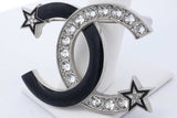 Chanel Cc Logo Strass Etoile Black Resin & Crystal Embellished Broach Eb426wxzde