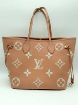 Louis Vuitton Neverfull Pink Creme Monogram Empreinte Leather Tote Bag Do0924lwxzde