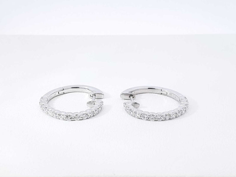 0.56 Cttw Diamond & 18k White Gold Latch-back Hoop Earrings 4.4 Gram Fw0925wzxdu