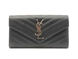 Yves Saint Laurent Cassandre Black Matelassé Leather Flap Wallet Fw0925ooxdu