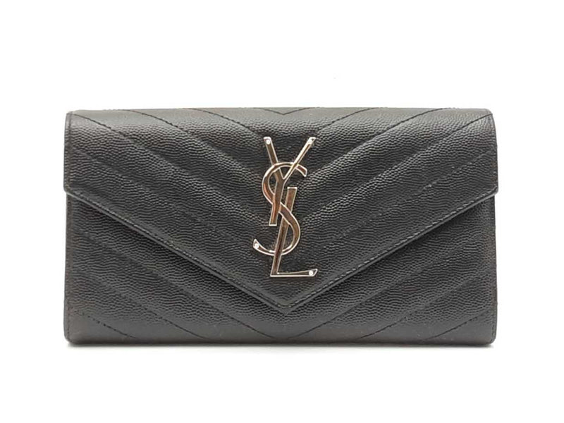 Yves Saint Laurent Cassandre Black Matelassé Leather Flap Wallet Fw0925ooxdu