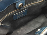 Burberry Derby Banner Medium Tote In Ink Blue Pebbled Leather Fw0926pxzdu
