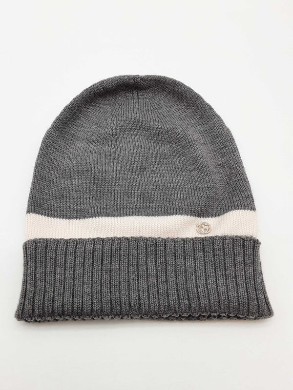 Gucci 494598 4g206 1278 Knit Gray Wool Beanie Size M Do0425oxzde