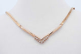 0.09cttw Diamond Chevron 14k Pendant With 12k Herringbone Chain 4.8 Grams 17.5 Inch Eb0826oxzde