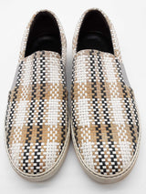 Lanvin Woven Leather & Canvas Slip On Sneakers Size 9 Eb1225lxzde
