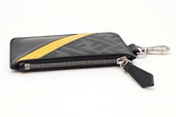 Fendi Ff Diagonal Black & Yellow Stripe Coin Pouch Keychain Wallet Eb0826crde