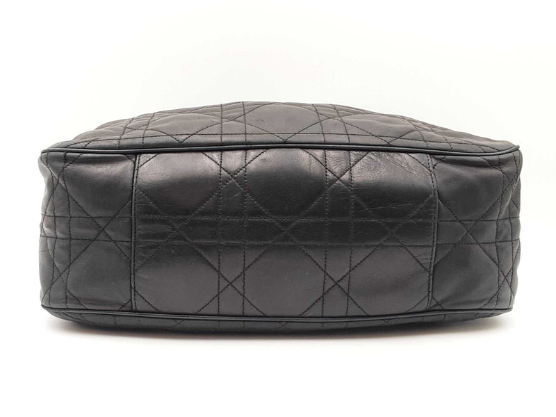 Christian Dior Cannage-quilted Black Leather Drawstring Bucket Bag Fw08ozxdu