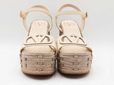 Valentino Garavani Vlogo Calfskin Cut Out Wedge Sandals Size 7.5 Sd0726lzxdu