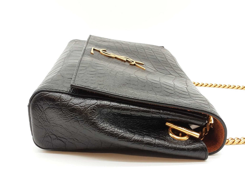 Saint Laurent Reversible Kate Croc Embossed Leather Shoulder Bag Sd1025llzxde