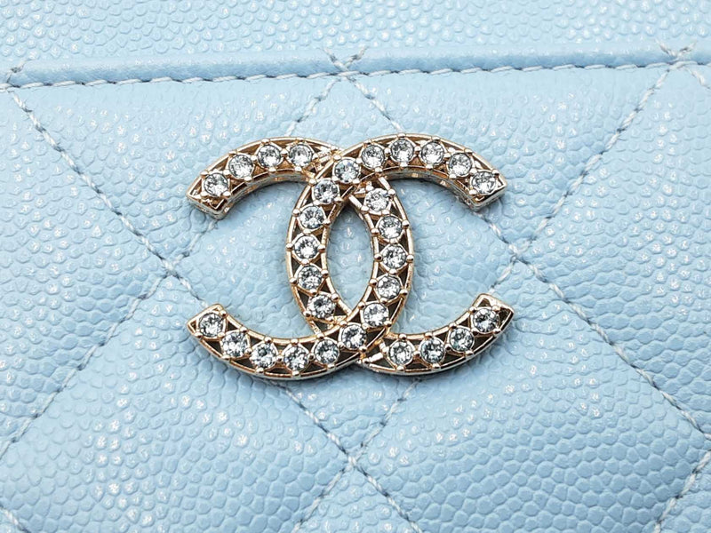 Chanel Quilted Blue Leather Coin Purse Wallet Eb0824exzdu