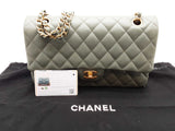 Chanel Classic Double Flap Green Quilted Caviar Leather Bag Do0625crxzde