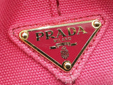 Prada Small Canapa Logo Print Tote Bag In Peony Pink Cotton Canvas Fw0626orzdu